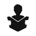 Man read a book simple icon. Education symbol. Instruction manual icon - stock vector